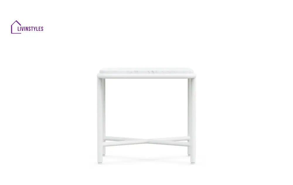 Kreios Outdoor Garden Balcony Sofa Set 2 Seater 2 Single seater and 1 Center Table With 1 Side Table Set (White) - Sofa