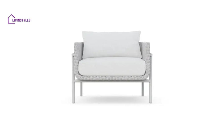 Kreios Outdoor Garden Balcony Sofa Set 2 Seater 2 Single seater and 1 Center Table With 1 Side Table Set (White) - Sofa
