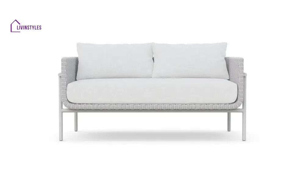 Kreios Outdoor Garden Balcony Sofa Set 2 Seater 2 Single seater and 1 Center Table With 1 Side Table Set (White) - Sofa