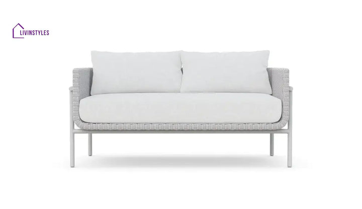 Kreios Outdoor Garden Balcony Sofa Set 2 Seater 2 Single seater and 1 Center Table With 1 Side Table Set (White) - Sofa