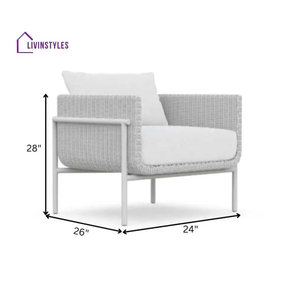 Kreios Outdoor Garden Balcony Sofa Set 2 Seater 2 Single seater and 1 Center Table With 1 Side Table Set (White) - Sofa