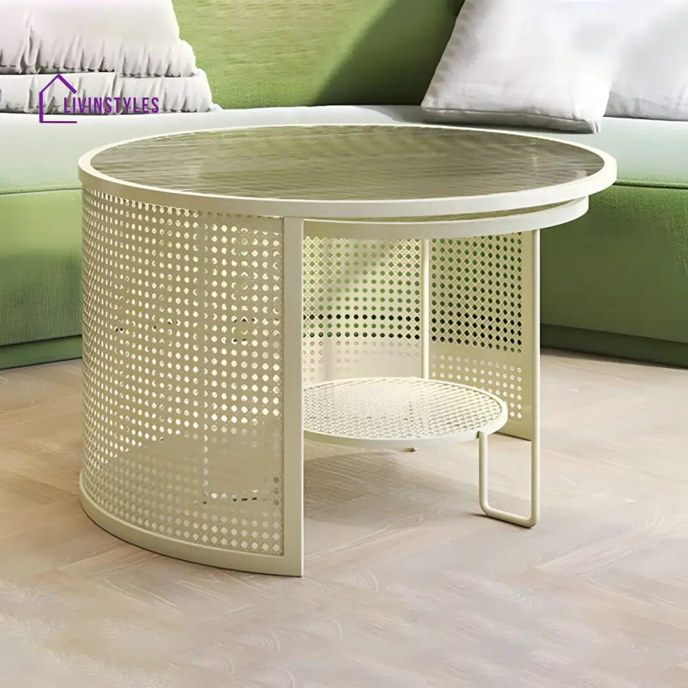 Krish Coffee Table Set for Living Room | Stainless Steel Frame and Fluted Glass Top