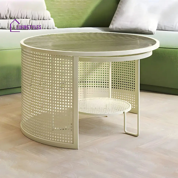 Krish Coffee Table Set for Living Room | Stainless Steel Frame and Fluted Glass Top