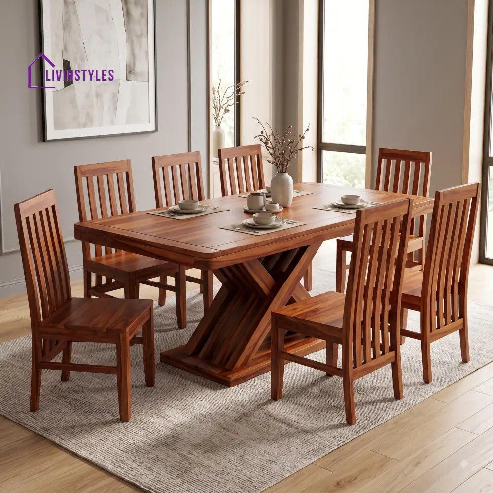 Krish Premium Solid Wood 8 Seater Dining Table Set
