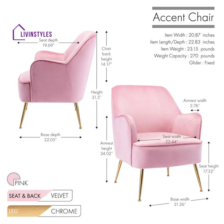 Krisha Metal and Fabric Arm Chair | Living Room Chair | Lounge Chair