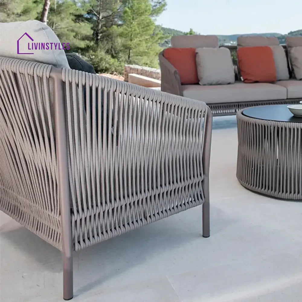 Krisha Outdoor 5 Seater Rope Patio Sofa Set with Center Table and Side Table - Sofa Set