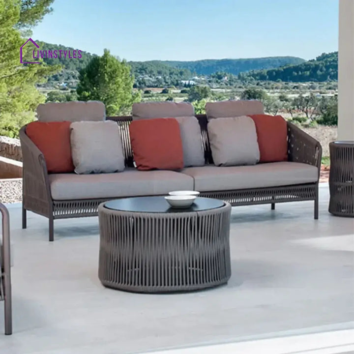 Krisha Outdoor 5 Seater Rope Patio Sofa Set with Center Table and Side Table - Sofa Set