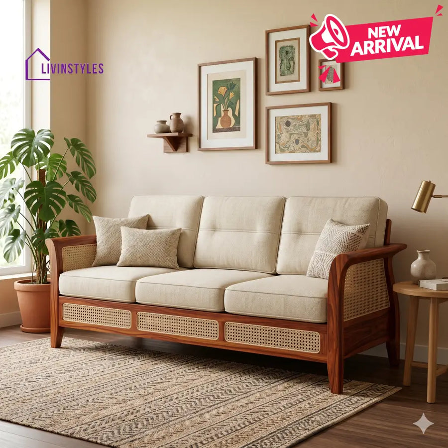 Krishna Sheesham Wood and Cane Sofa for Living Room