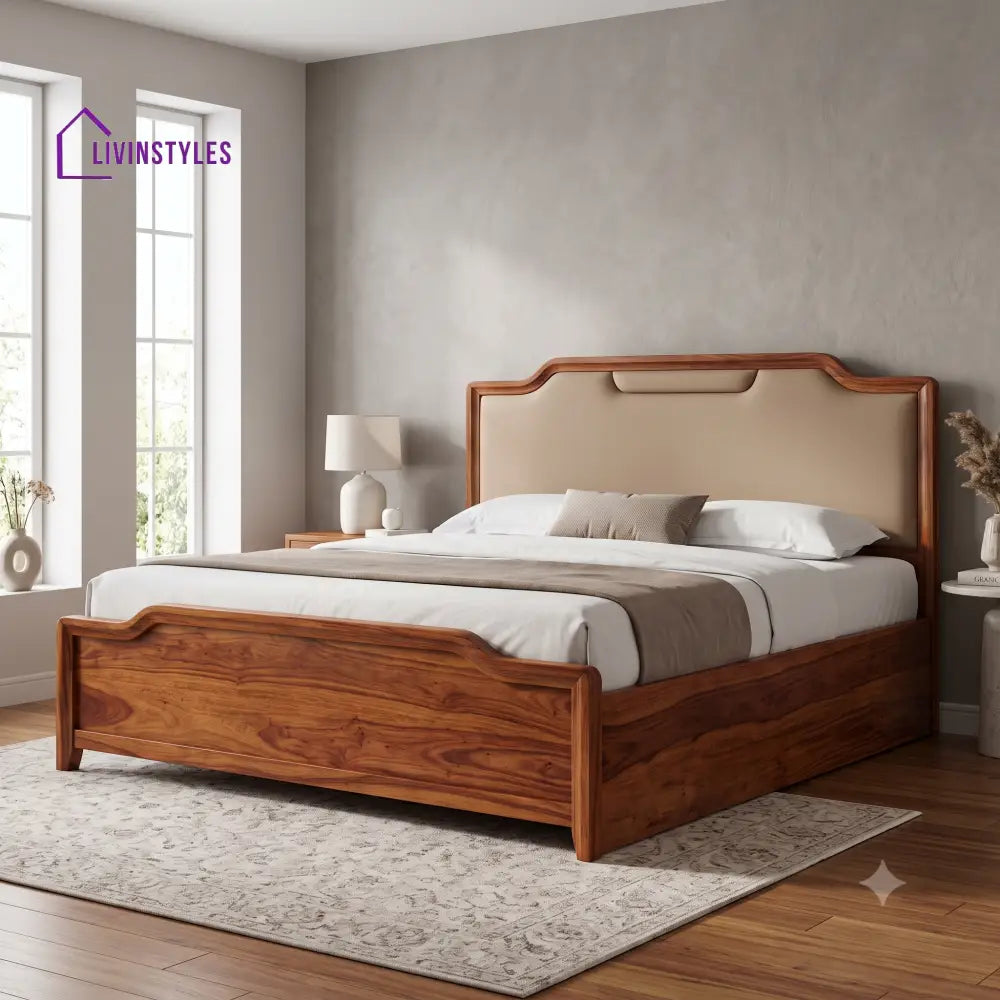 Krishnan Sheesham Wood Hydraulic King Size Platform Double Bed Storage