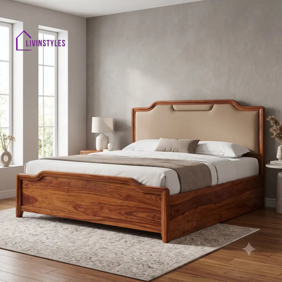 Krishnan Sheesham Wood Hydraulic King Size Platform Double Bed Storage