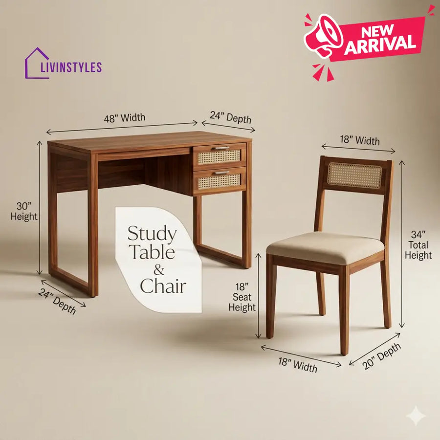 Kristina Sheesham Wood Study Table and Chair Set for Students | Kids | Adults