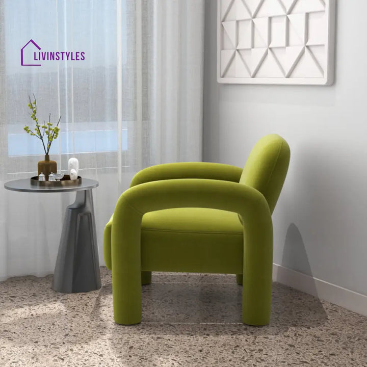 Krithi Solid Wood and Fabric Arm Chair | Living Room Chair | Lounge Chair