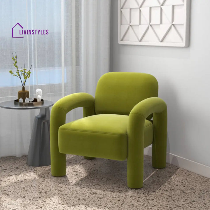 Krithi Solid Wood and Fabric Arm Chair | Living Room Chair | Lounge Chair