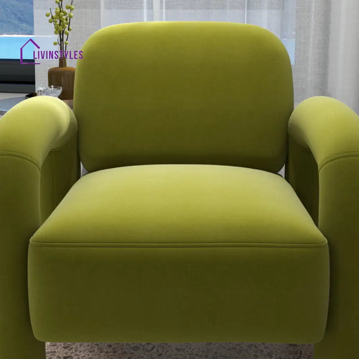 Krithi Solid Wood and Fabric Arm Chair | Living Room Chair | Lounge Chair