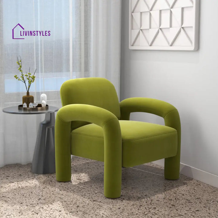 Krithi Solid Wood and Fabric Arm Chair | Living Room Chair | Lounge Chair
