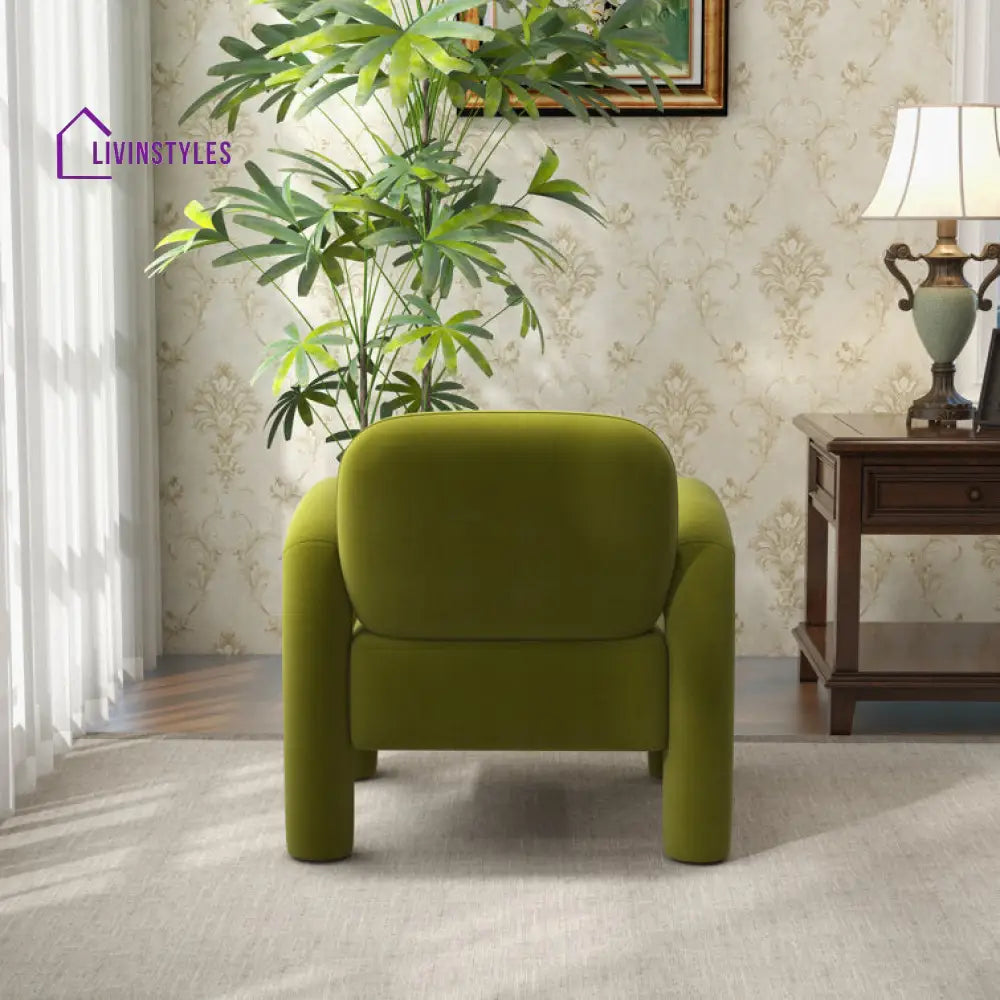 Krithi Solid Wood and Fabric Arm Chair | Living Room Chair | Lounge Chair