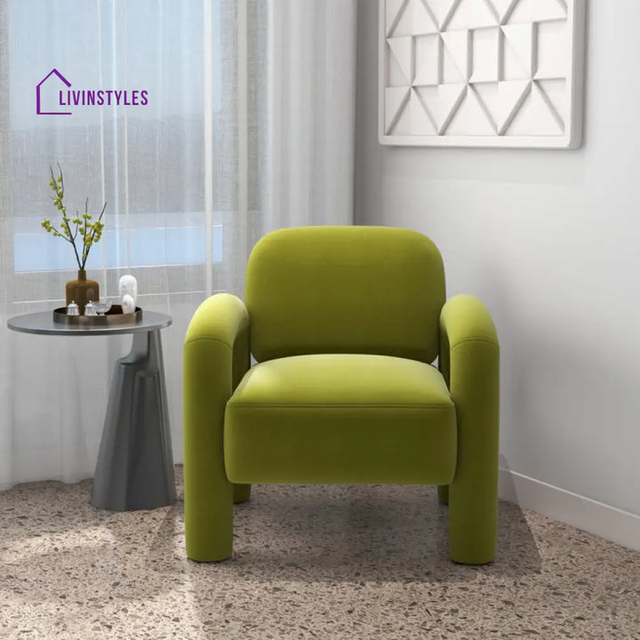 Krithi Solid Wood and Fabric Arm Chair | Living Room Chair | Lounge Chair