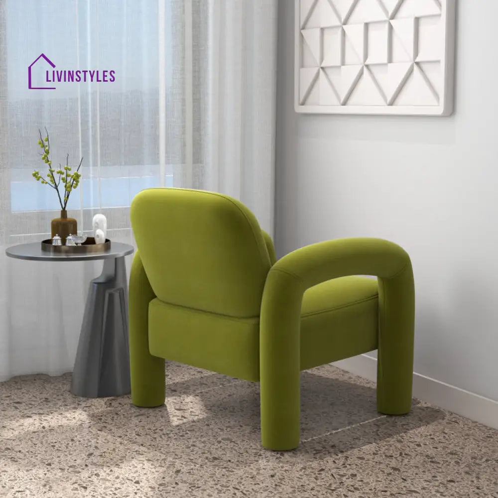 Krithi Solid Wood and Fabric Arm Chair | Living Room Chair | Lounge Chair