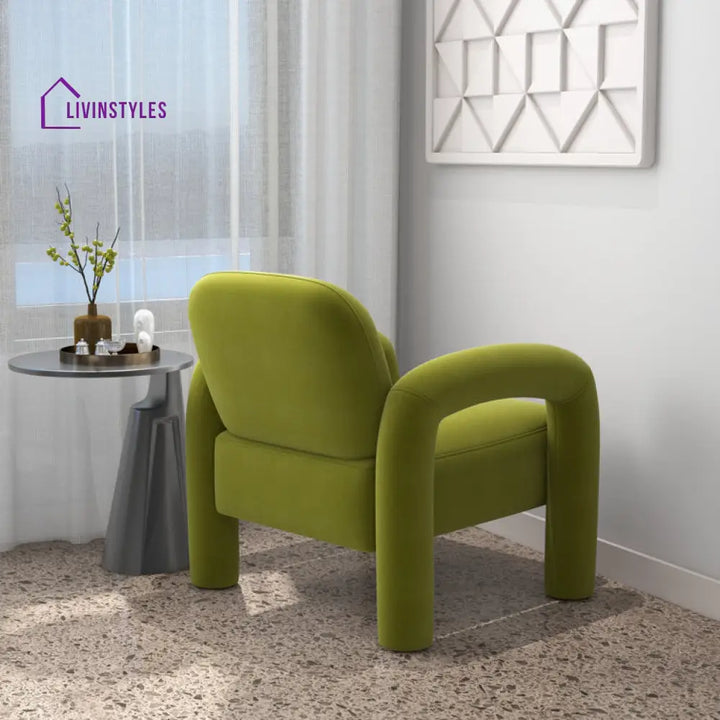 Krithi Solid Wood and Fabric Arm Chair | Living Room Chair | Lounge Chair