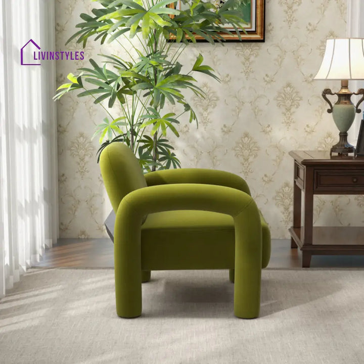 Krithi Solid Wood and Fabric Arm Chair | Living Room Chair | Lounge Chair