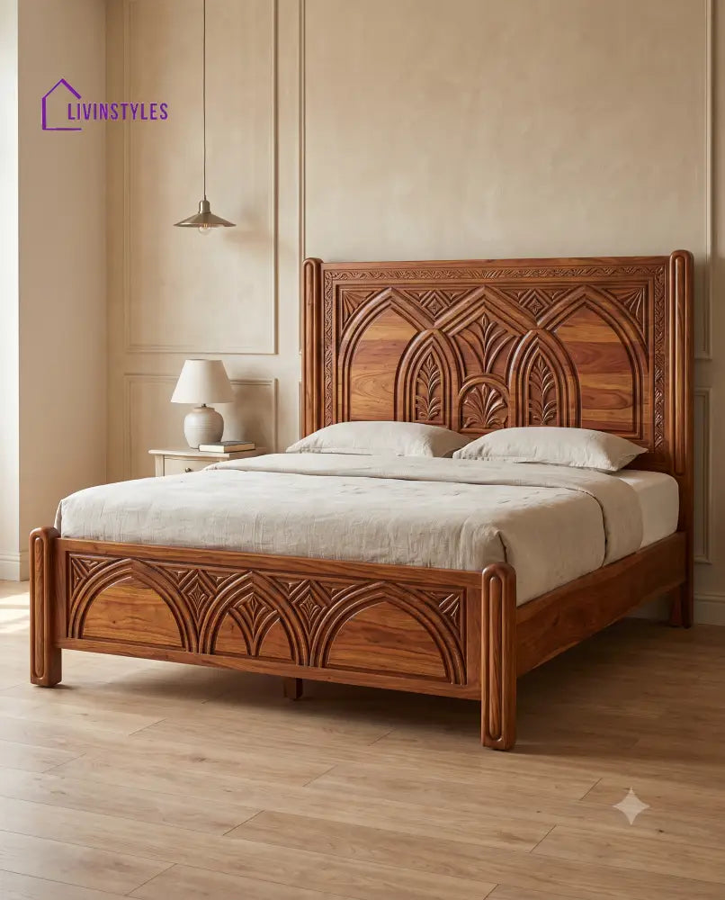 Krithika Wooden Bed | Solid Wood Double Bed | Wooden King size bed & Wooden Queen size bed