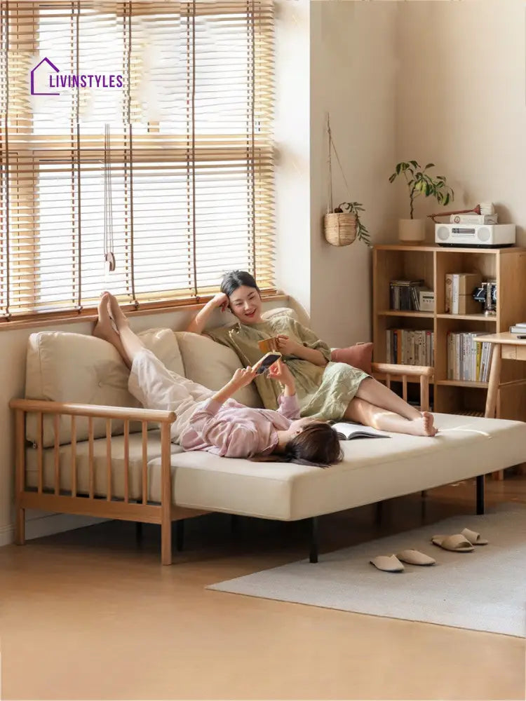 Krithya Solid Wood Sofa Come Bed | Easy Folding Sofa Come Bed