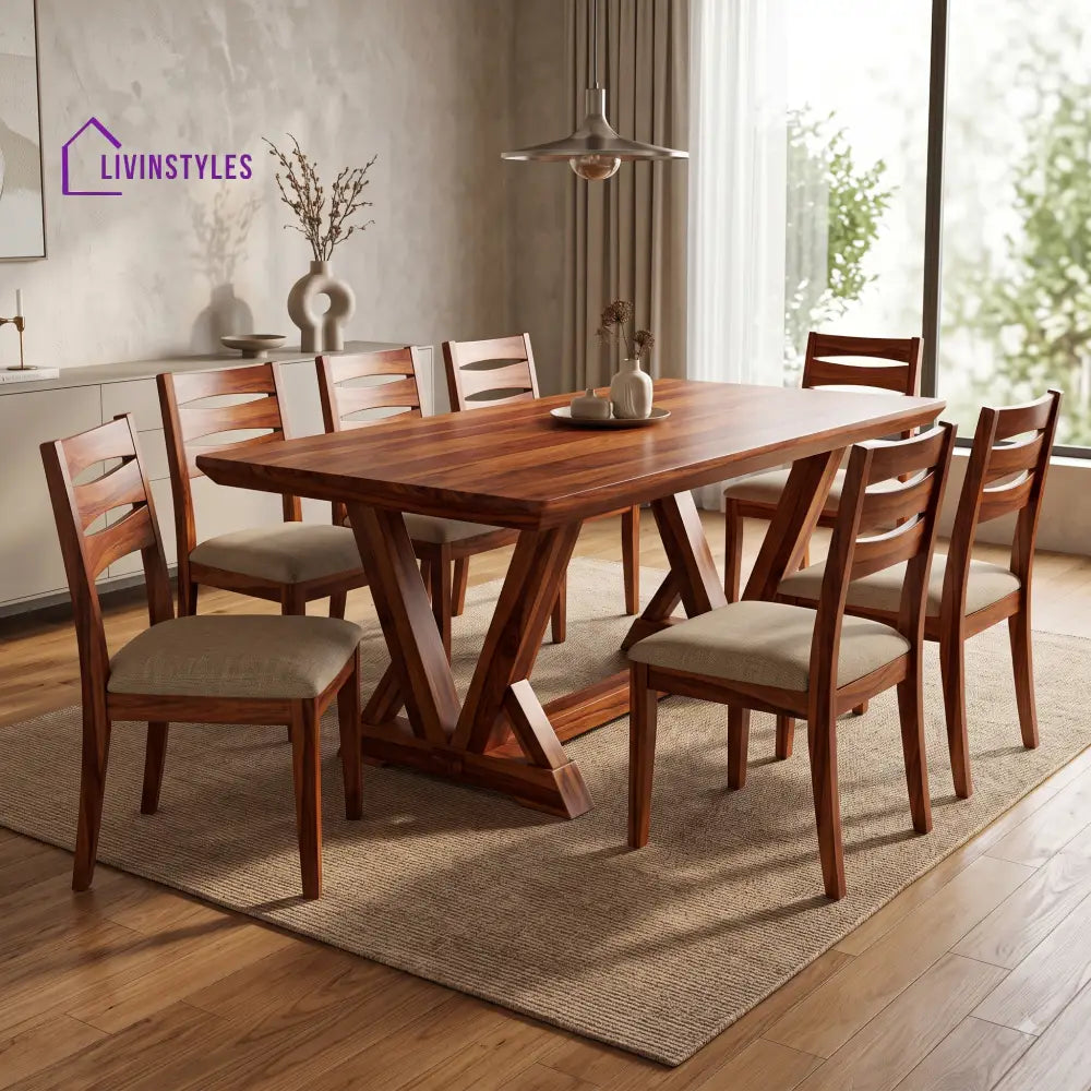 Kriti Premium Solid Wood 8 Seater Dining Table Set