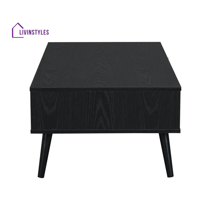 Frances Woven Rattan Wooden Coffee Table in Black Colour Coffee Tables & Nesting Tables