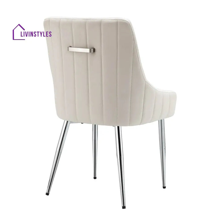 Garnet Set of 2 Champagne Velvet Upholstered Dining Chairs with Back Handle Dining Chairs