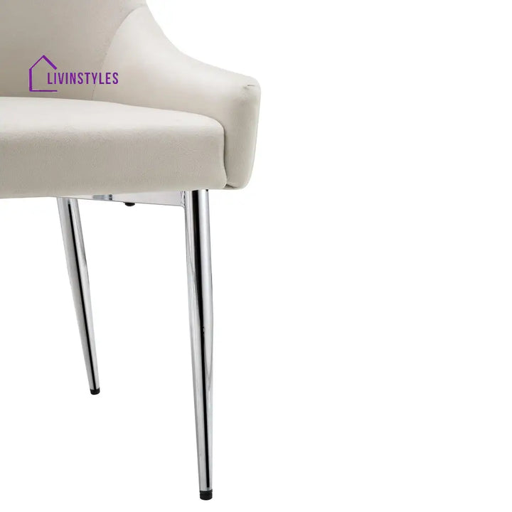 Garnet Set of 2 Champagne Velvet Upholstered Dining Chairs with Back Handle Dining Chairs