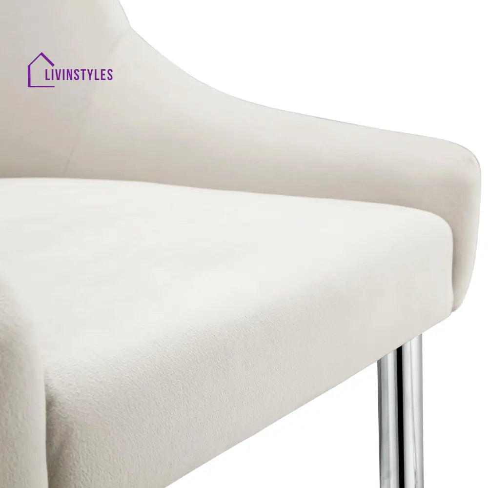 Garnet Set of 2 Champagne Velvet Upholstered Dining Chairs with Back Handle Dining Chairs