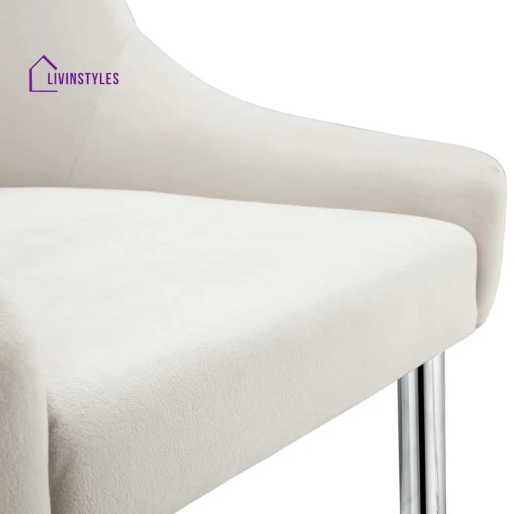 Garnet Set of 2 Champagne Velvet Upholstered Dining Chairs with Back Handle Dining Chairs