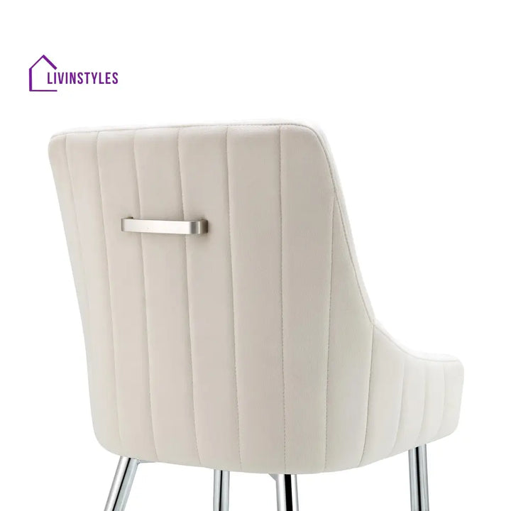 Garnet Set of 2 Champagne Velvet Upholstered Dining Chairs with Back Handle Dining Chairs