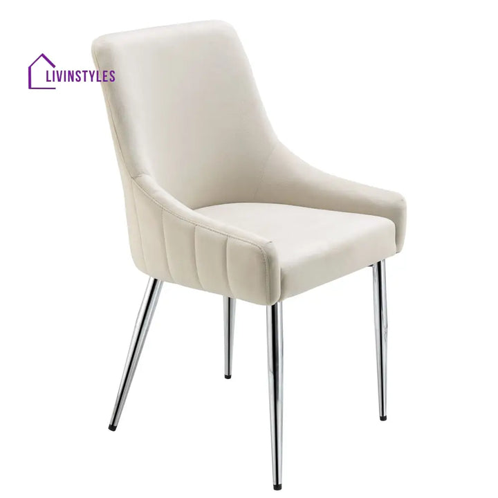 Garnet Set of 2 Champagne Velvet Upholstered Dining Chairs with Back Handle Dining Chairs