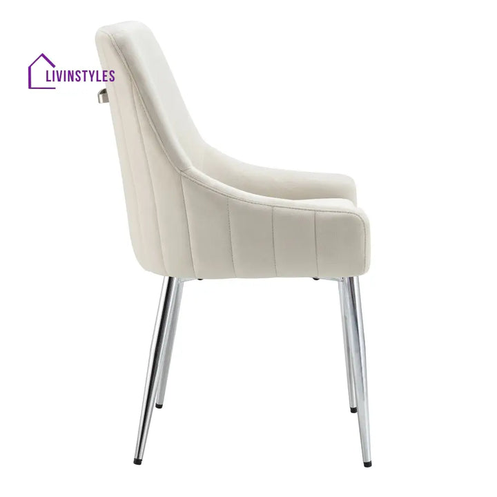 Garnet Set of 2 Champagne Velvet Upholstered Dining Chairs with Back Handle Dining Chairs