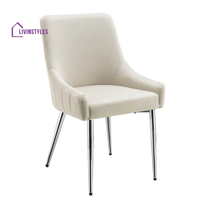 Garnet Set of 2 Champagne Velvet Upholstered Dining Chairs with Back Handle Dining Chairs