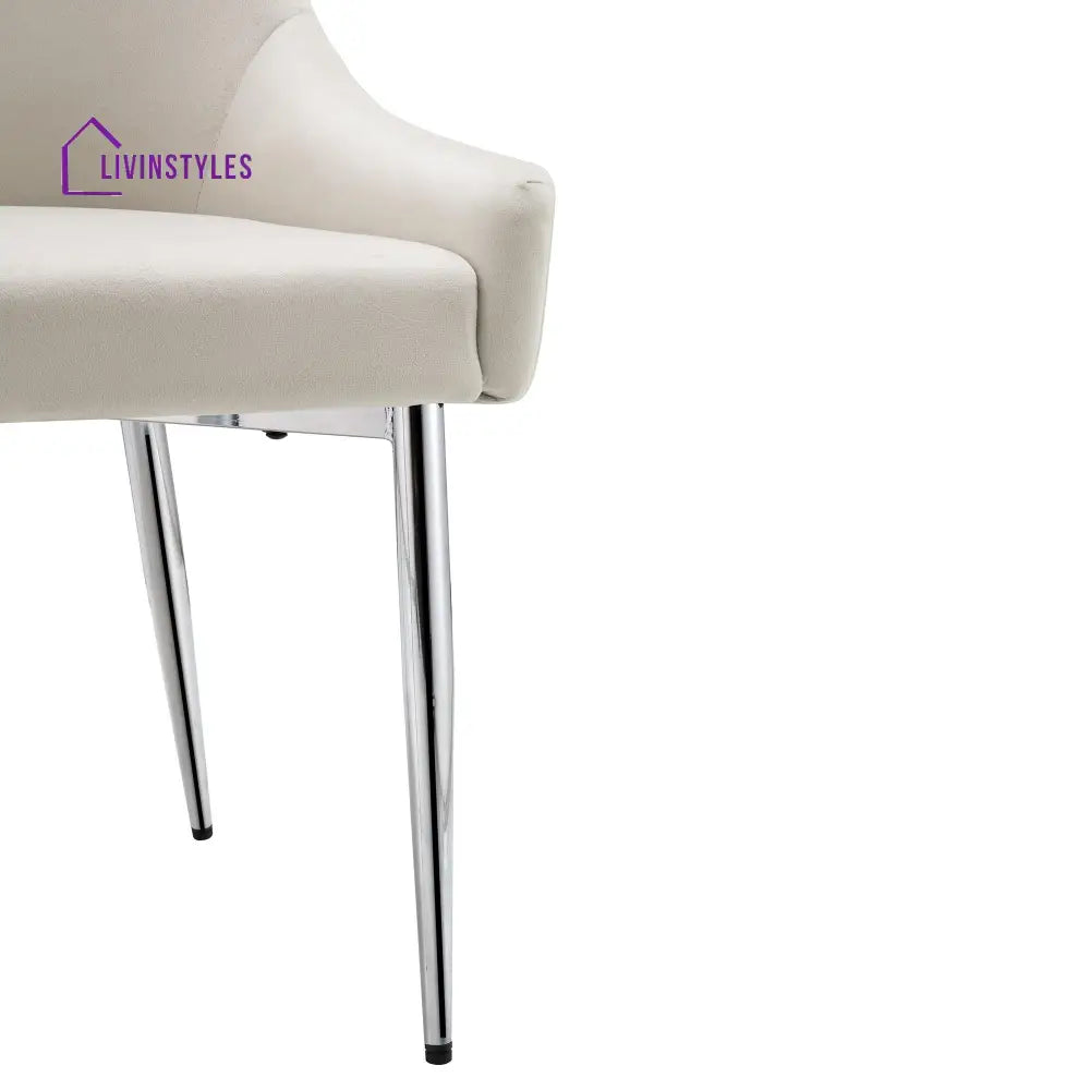 Garnet Set of 2 Champagne Velvet Upholstered Dining Chairs with Back Handle Dining Chairs
