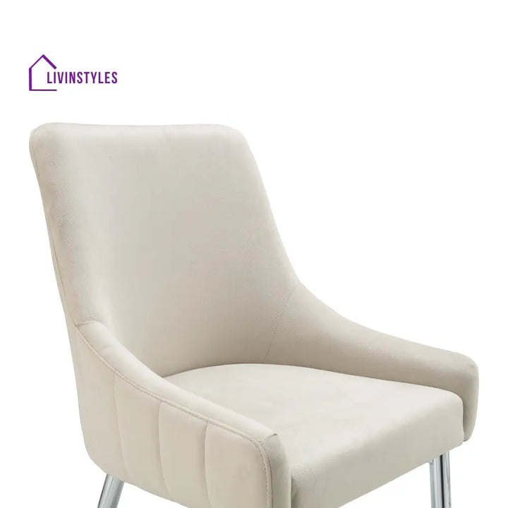 Garnet Set of 2 Champagne Velvet Upholstered Dining Chairs with Back Handle Dining Chairs