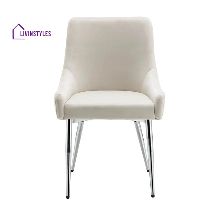 Garnet Set of 2 Champagne Velvet Upholstered Dining Chairs with Back Handle Dining Chairs