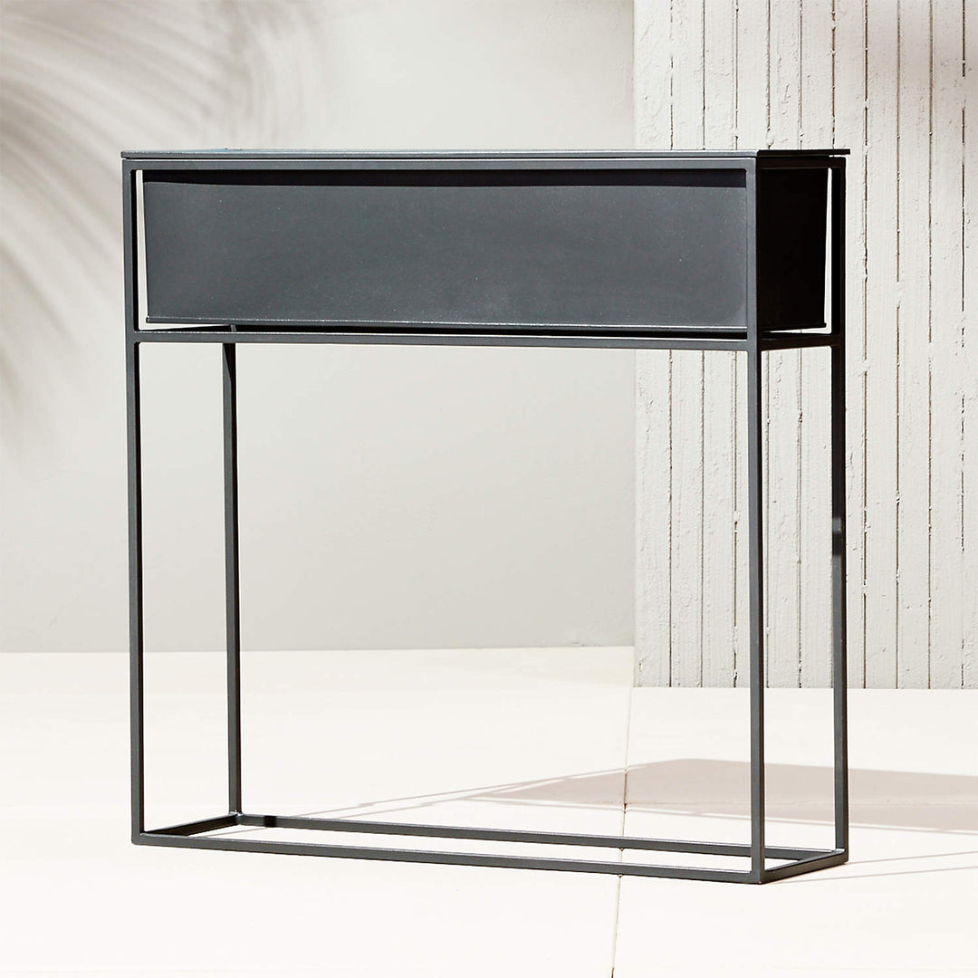 Larue Outdoor Metal Planter For Garden, Balcony (Black)