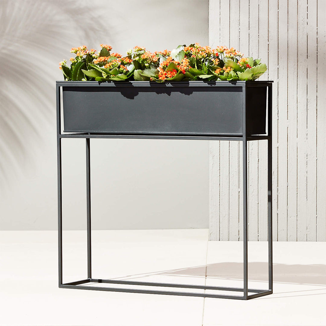 Larue Outdoor Metal Planter For Garden, Balcony (Black)
