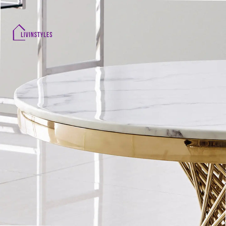 Krupa Stainless Steel Coffee Table With Marble Top