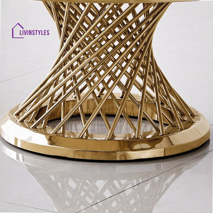 Krupa Stainless Steel Coffee Table With Marble Top