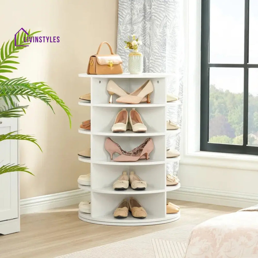 Ksenia Engineered Wood Rotating Shoe Rack for Home