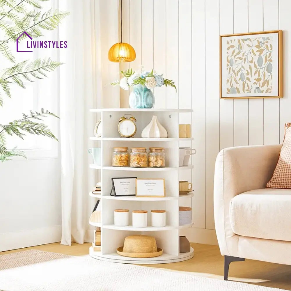 Ksenia Engineered Wood Rotating Shoe Rack for Home