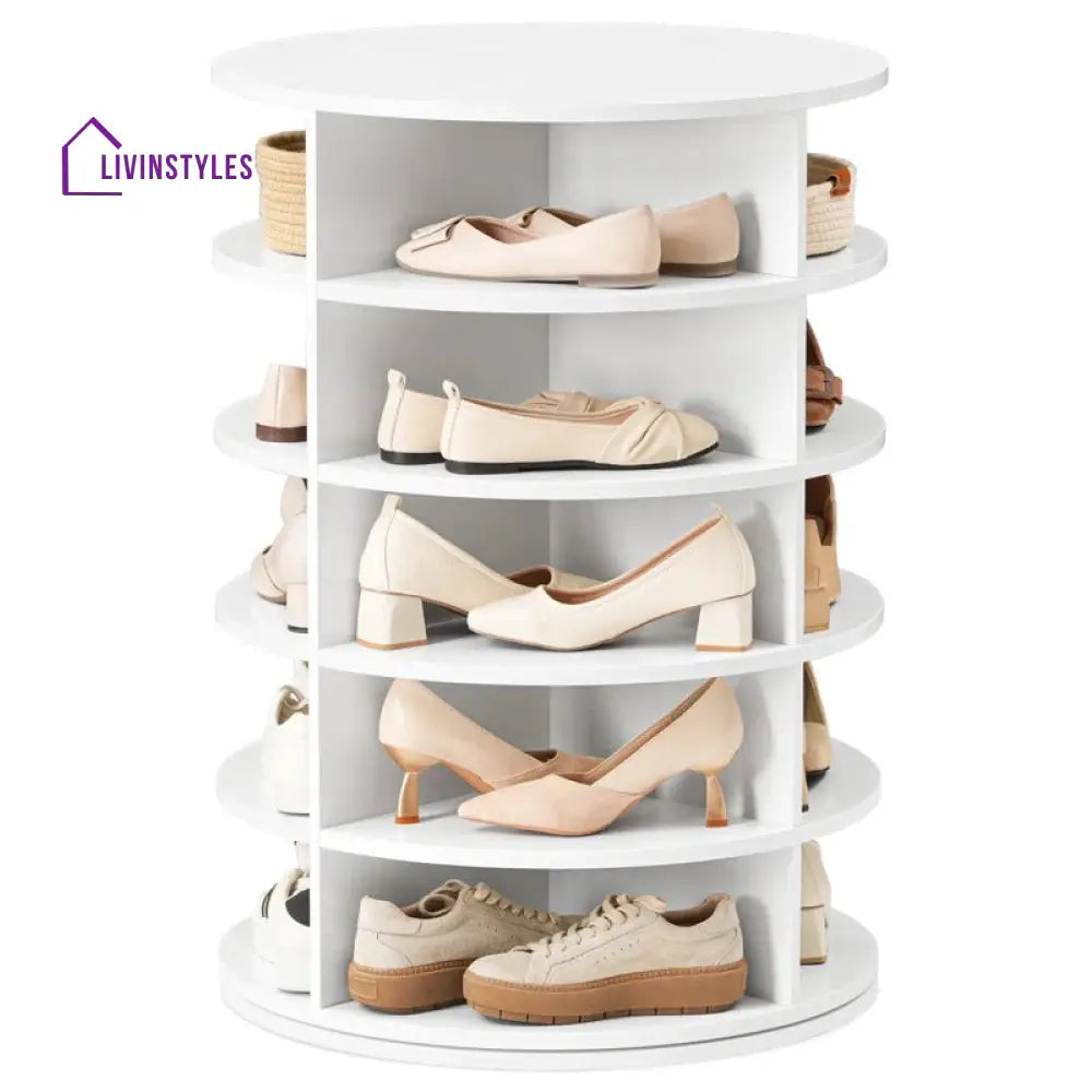 Ksenia Engineered Wood Rotating Shoe Rack for Home