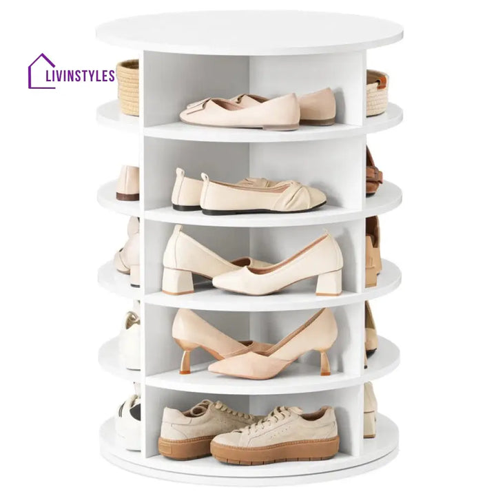 Ksenia Engineered Wood Rotating Shoe Rack for Home