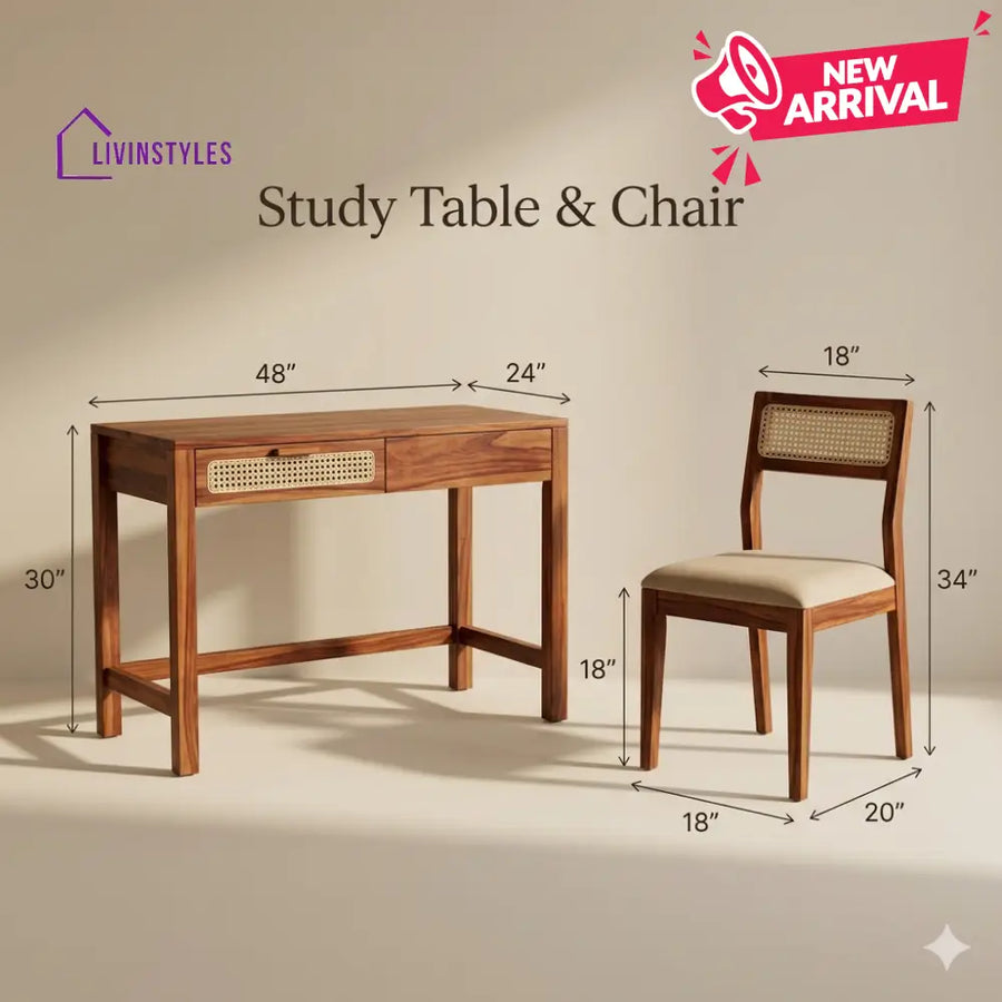 Ksenia Sheesham Wood Study Table and Chair Set for Students | Kids | Adults