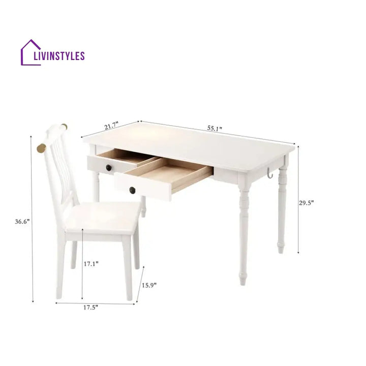 Ksenia Solid Sheesham Wood Study Table and Chair for Students