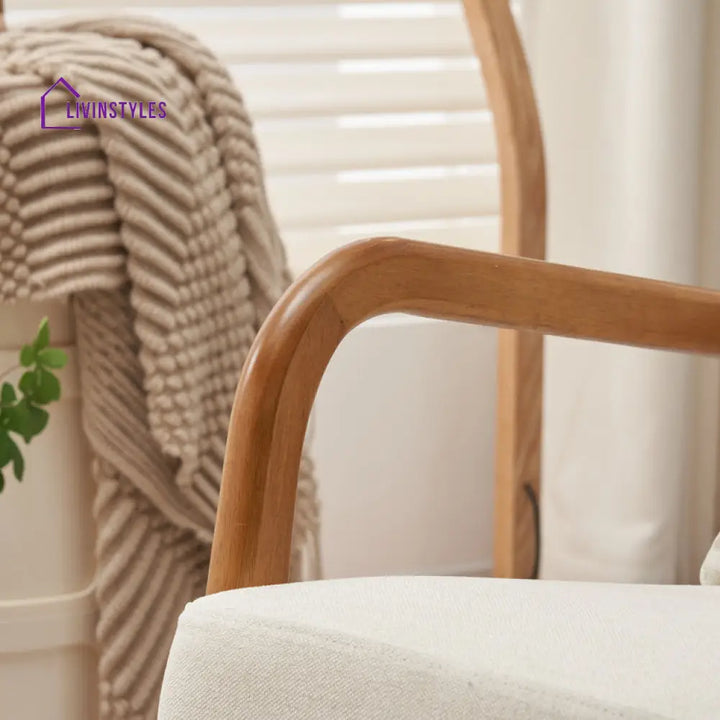Kshama Solid Wood and Fabric Arm Chair | Living Room Chair | Lounge Chair